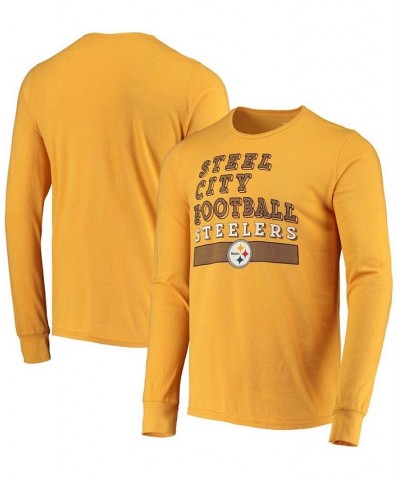 Men's Gold-Tone Pittsburgh Steelers Primary Logo Tri-Blend Long Sleeve T-shirt $24.07 T-Shirts