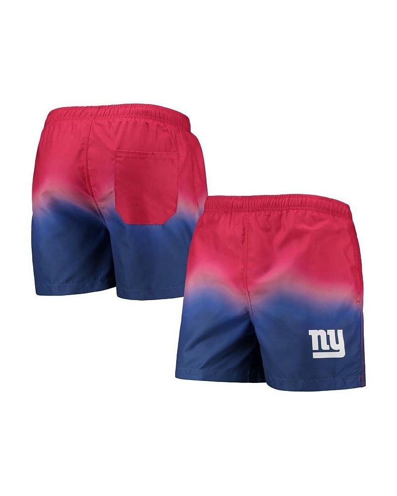 Men's Red, Royal New York Giants Dip-Dye Swim Shorts $26.40 Swimsuits