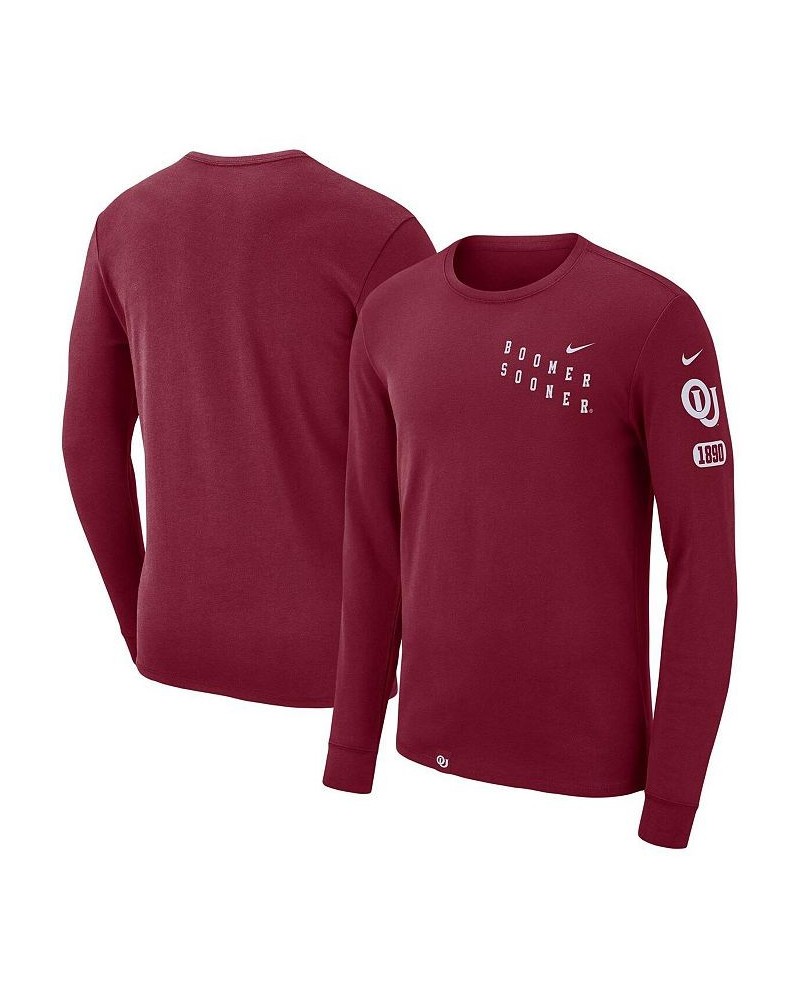 Men's Crimson Oklahoma Sooners Repeat Logo 2-Hit Long Sleeve T-shirt $21.60 T-Shirts