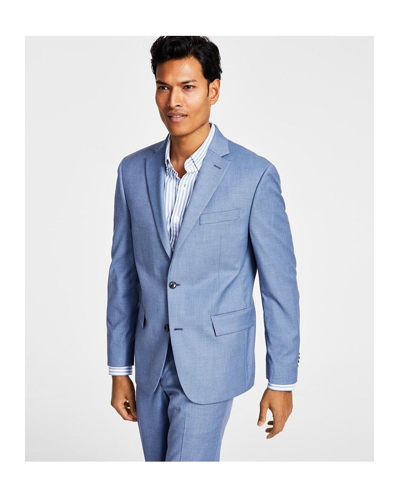 Men's Skinny-Fit Stretch Suit Blue Sharkskin $144.30 Suits