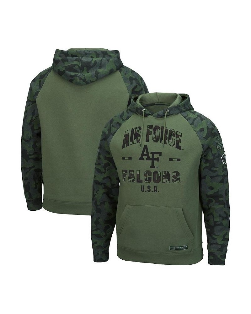 Men's Olive, Camo Air Force Falcons OHT Military-Inspired Appreciation Raglan Pullover Hoodie $27.26 Sweatshirt