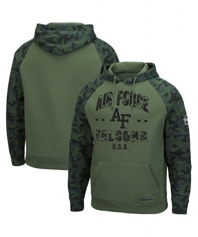 Men's Olive, Camo Air Force Falcons OHT Military-Inspired Appreciation Raglan Pullover Hoodie $27.26 Sweatshirt