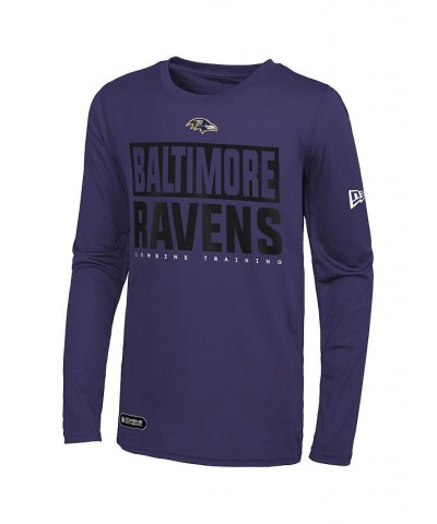 Men's Purple Baltimore Ravens Combine Authentic Offsides Long Sleeve T-shirt $24.20 T-Shirts