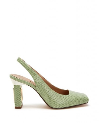 Women's The Hollow Heel Sling Back Pumps Green $51.60 Shoes