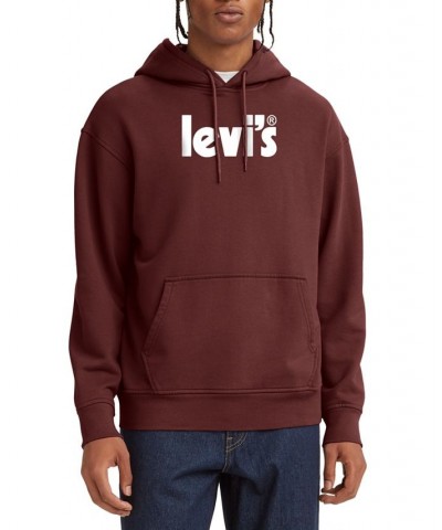 Men's Poster Graphic Logo Relaxed Fit Hoodie Red $35.99 Sweatshirt