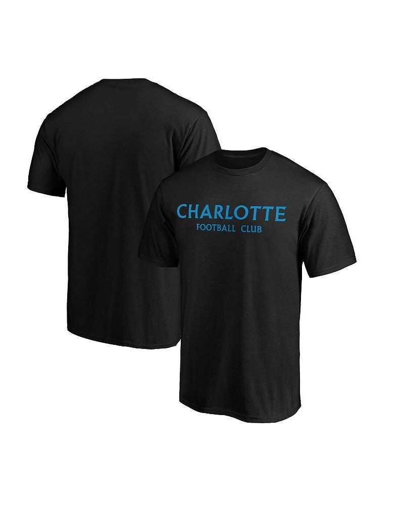 Men's Branded Black Charlotte FC Wordmark T-shirt $17.97 T-Shirts