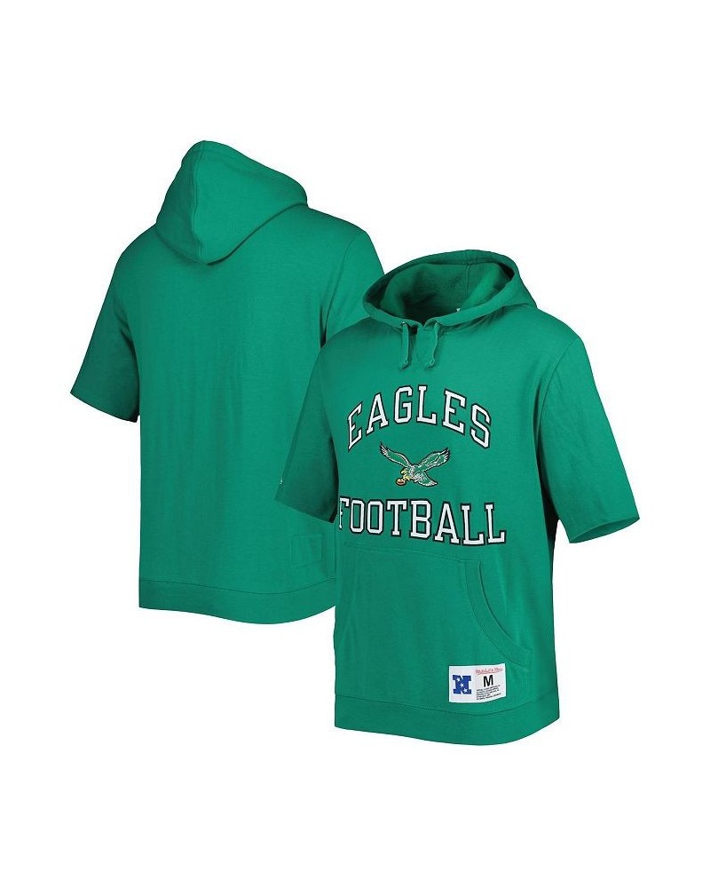 Men's Midnight Green Philadelphia Eagles Washed Short Sleeve Pullover Hoodie $49.39 Sweatshirt