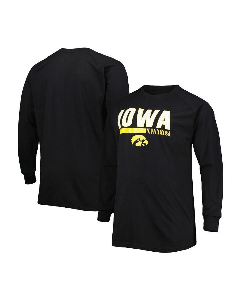 Men's Black Iowa Hawkeyes Big and Tall Two-Hit Raglan Long Sleeve T-shirt $18.00 T-Shirts