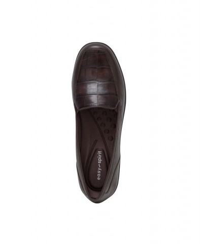 Women's Devitt Square Toe Slip-on Casual Flats Brown $48.06 Shoes