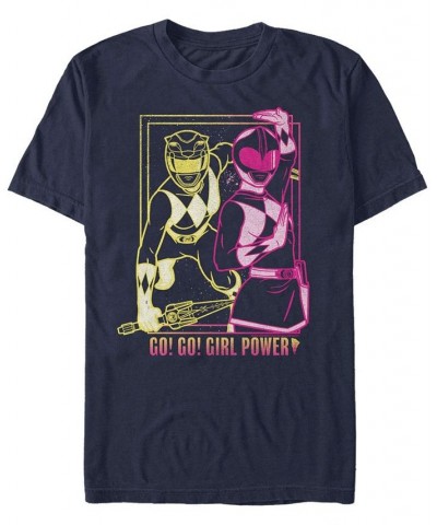 Men's Go Go Girl Power Short Sleeve Crew T-shirt Blue $20.64 T-Shirts