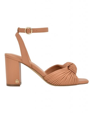 Women's Sarifina Block Heeled Dress Sandals Tan/Beige $43.61 Shoes