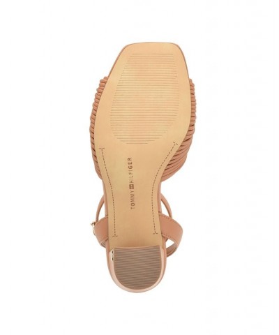 Women's Sarifina Block Heeled Dress Sandals Tan/Beige $43.61 Shoes