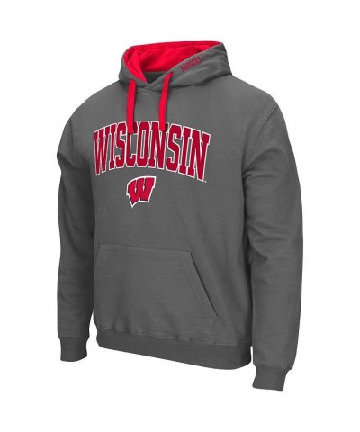 Men's Charcoal Wisconsin Badgers Big and Tall Arch and Logo 2.0 Pullover Hoodie $30.79 Sweatshirt