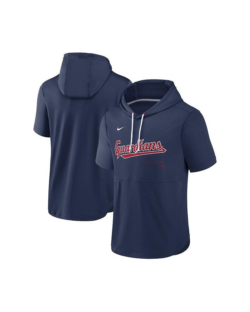 Men's Navy Cleveland Guardians Springer Short Sleeve Team Pullover Hoodie $28.00 Sweatshirt