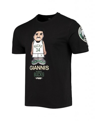 Men's Giannis Antetokounmpo Black Milwaukee Bucks Caricature T-shirt $27.30 T-Shirts