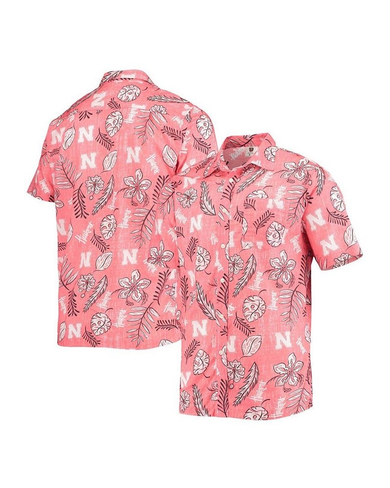 Men's Scarlet Nebraska Huskers Vintage-Like Floral Button-Up Shirt $38.24 Shirts