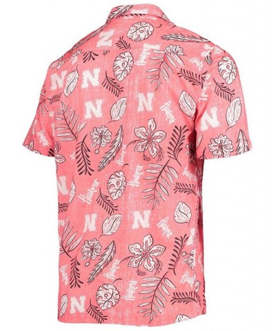 Men's Scarlet Nebraska Huskers Vintage-Like Floral Button-Up Shirt $38.24 Shirts