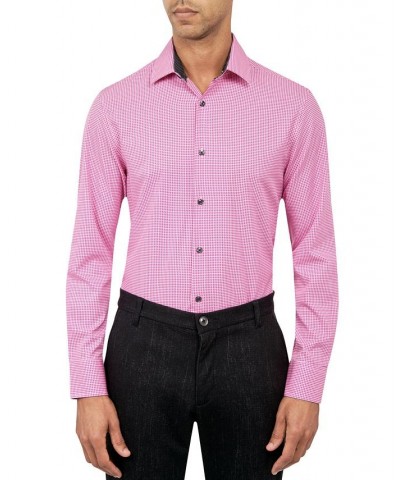 Men's Slim-Fit Check Pattern Performance Dress Shirt PD05 $20.14 Dress Shirts