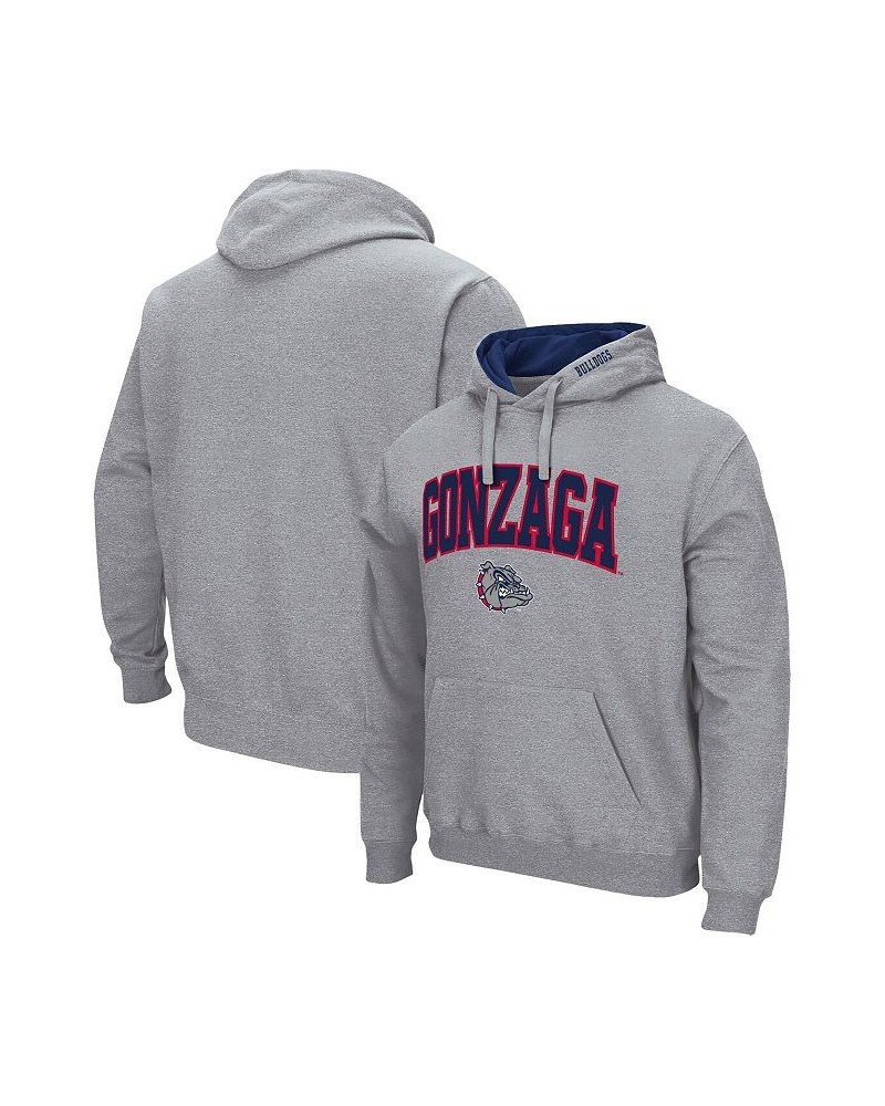 Men's Heathered Gray Gonzaga Bulldogs Arch and Logo Pullover Hoodie $20.21 Sweatshirt