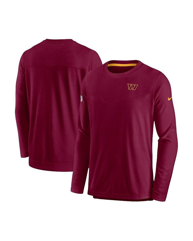 Men's Burgundy Washington Commanders Sideline Lockup Performance Long Sleeve T-shirt $36.29 T-Shirts