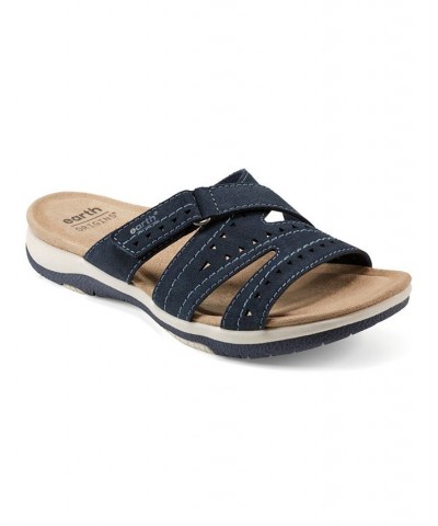 Women's Suella Strappy Casual Slip-on Flat Sandals Blue $39.50 Shoes