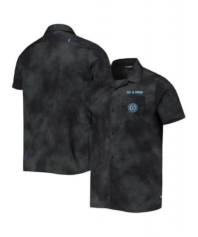 Men's Black Philadelphia Union Abstract Cloud Button-Up Shirt $37.79 Shirts