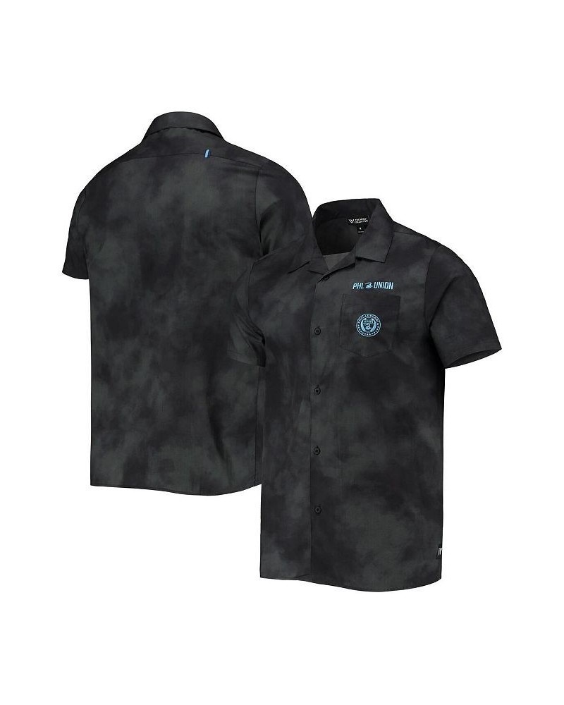 Men's Black Philadelphia Union Abstract Cloud Button-Up Shirt $37.79 Shirts