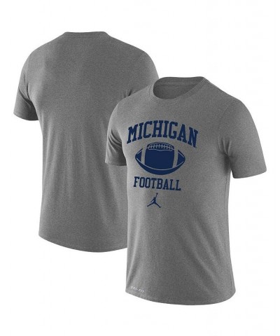 Men's Brand Heathered Gray Michigan Wolverines Retro Football Lockup Legend Performance T-shirt $25.99 T-Shirts