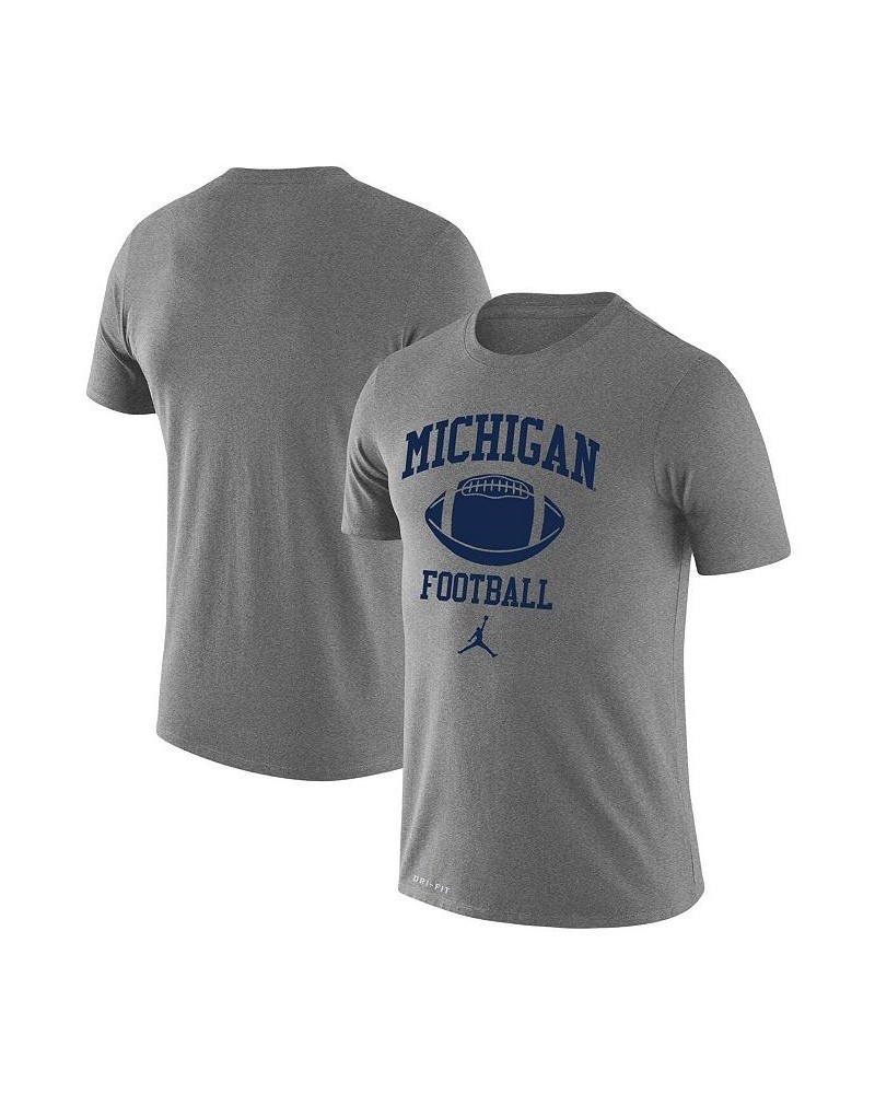 Men's Brand Heathered Gray Michigan Wolverines Retro Football Lockup Legend Performance T-shirt $25.99 T-Shirts