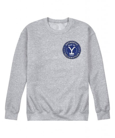 Men's Yellowstone Authentic Blue Logo Fleece Sweatshirt Gray $23.65 Sweatshirt