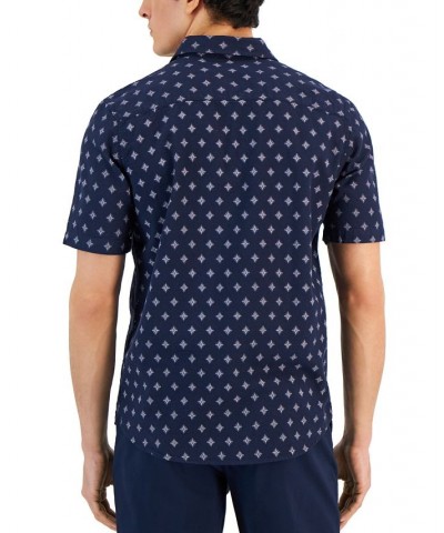 Men's Mecca Classic-Fit Textured Medallion-Print Button-Down Shirt Blue $12.31 Shirts
