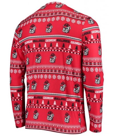 Men's Red Georgia Bulldogs Ugly Sweater Knit Long Sleeve Top and Pant Set $36.39 Pajama
