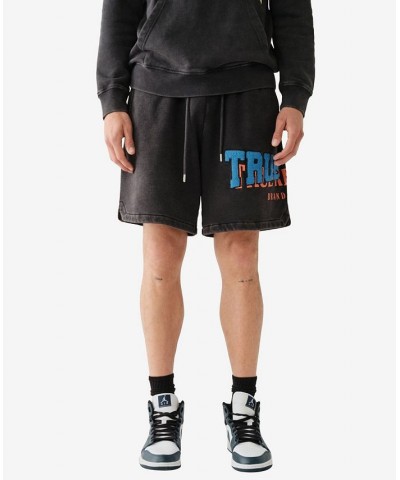 Men's Vintage-Like Basketball Patch Drawstring Shorts Black $34.38 Shorts