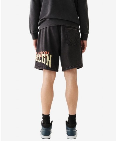 Men's Vintage-Like Basketball Patch Drawstring Shorts Black $34.38 Shorts