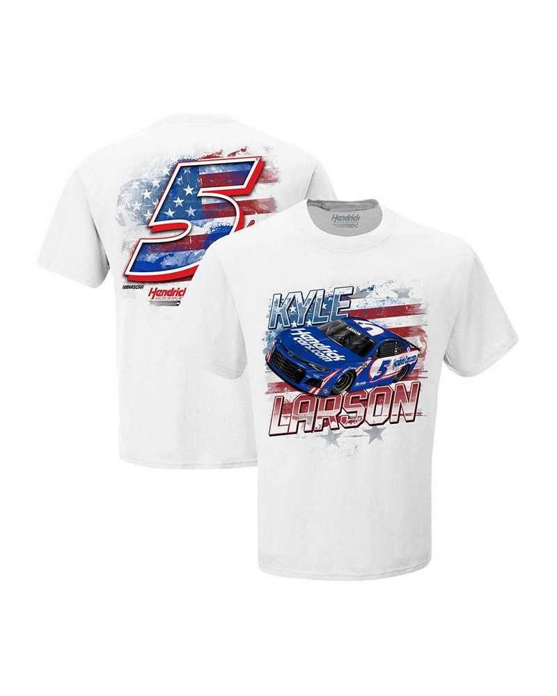 Men's White Kyle Larson Old Glory T-shirt $12.71 T-Shirts