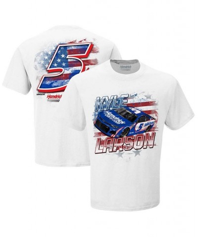 Men's White Kyle Larson Old Glory T-shirt $12.71 T-Shirts