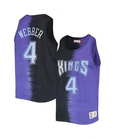 Men's Chris Webber Black and Purple Sacramento Kings Hardwood Classics Tie-Dye Name and Number Tank Top $42.34 T-Shirts