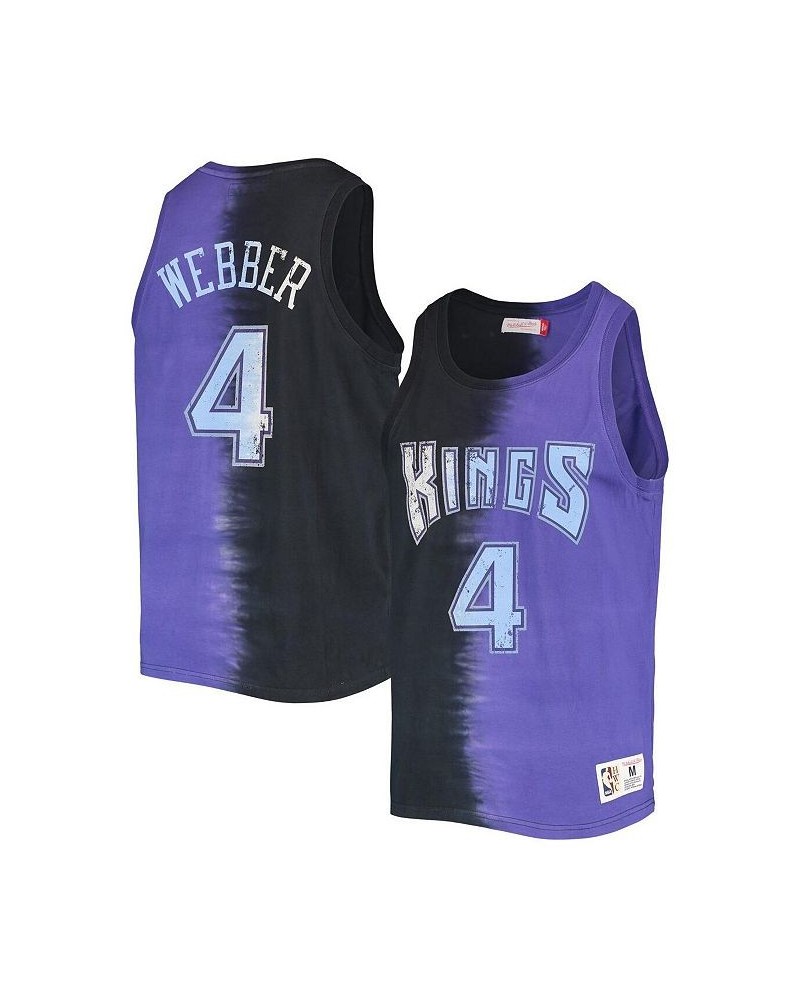 Men's Chris Webber Black and Purple Sacramento Kings Hardwood Classics Tie-Dye Name and Number Tank Top $42.34 T-Shirts