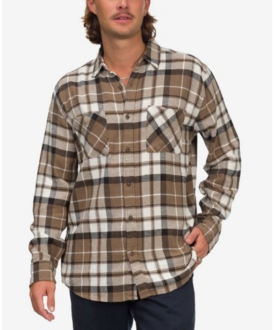 Men's Jude Long Sleeves Flannel Shirt Golden-Tone Palm $13.83 Shirts