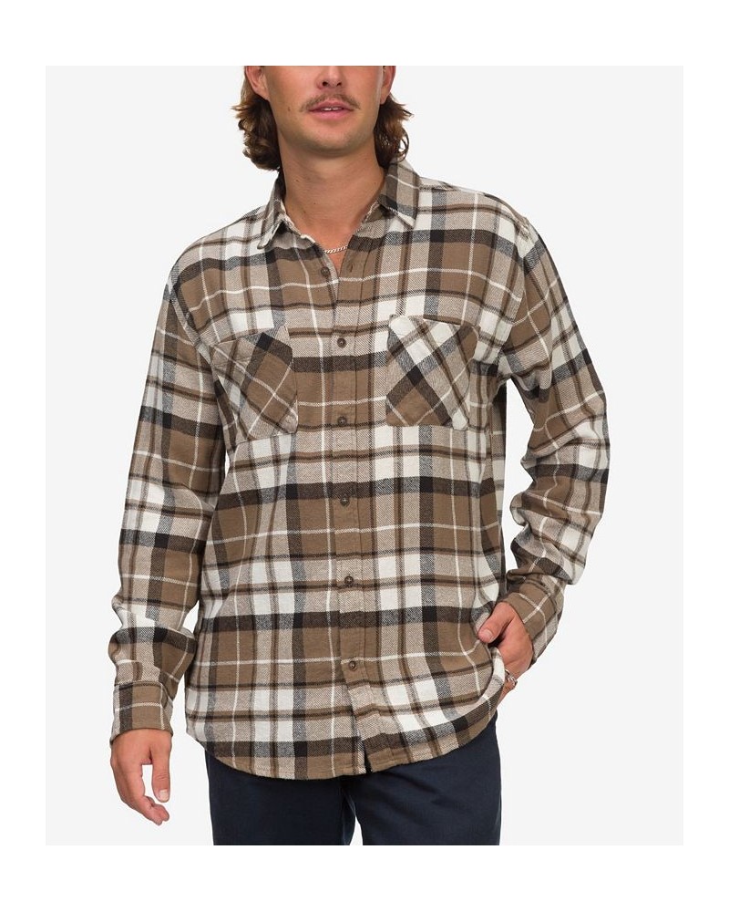 Men's Jude Long Sleeves Flannel Shirt Golden-Tone Palm $13.83 Shirts