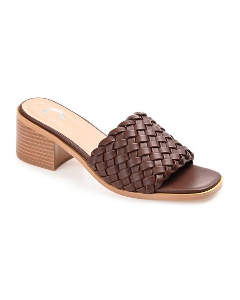 Women's Fylicia Woven Sandals Brown $34.85 Shoes