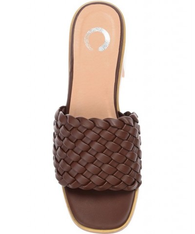 Women's Fylicia Woven Sandals Brown $34.85 Shoes