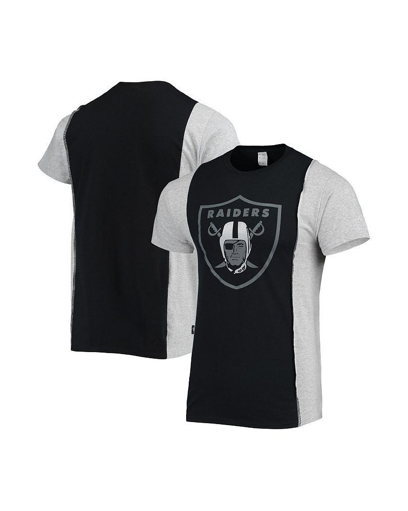 Men's Black, Heathered Gray Las Vegas Raiders Split T-shirt $21.92 T-Shirts