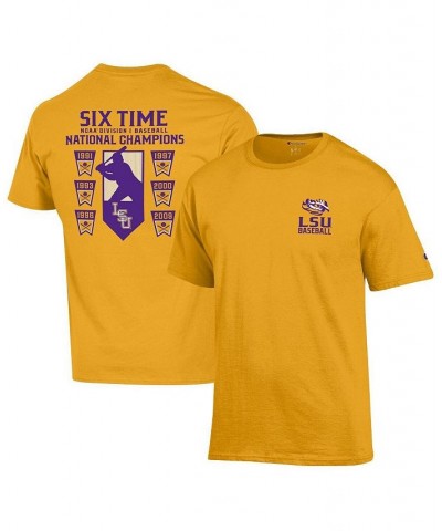 Men's Gold LSU Tigers Six-Time Baseball National Champions T-shirt $20.70 T-Shirts
