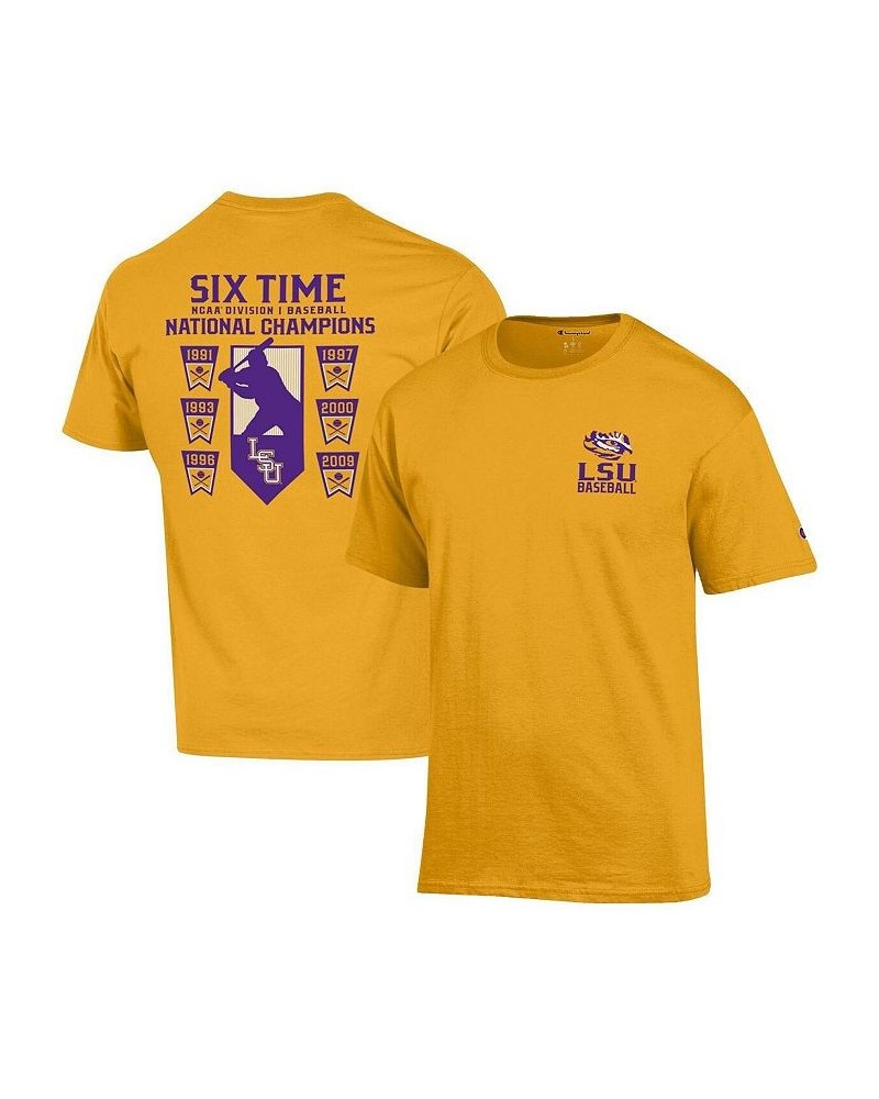 Men's Gold LSU Tigers Six-Time Baseball National Champions T-shirt $20.70 T-Shirts