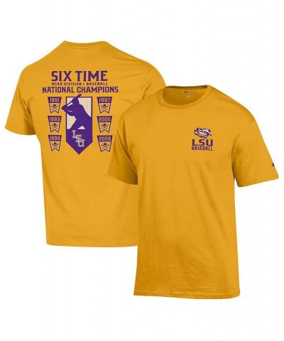 Men's Gold LSU Tigers Six-Time Baseball National Champions T-shirt $20.70 T-Shirts