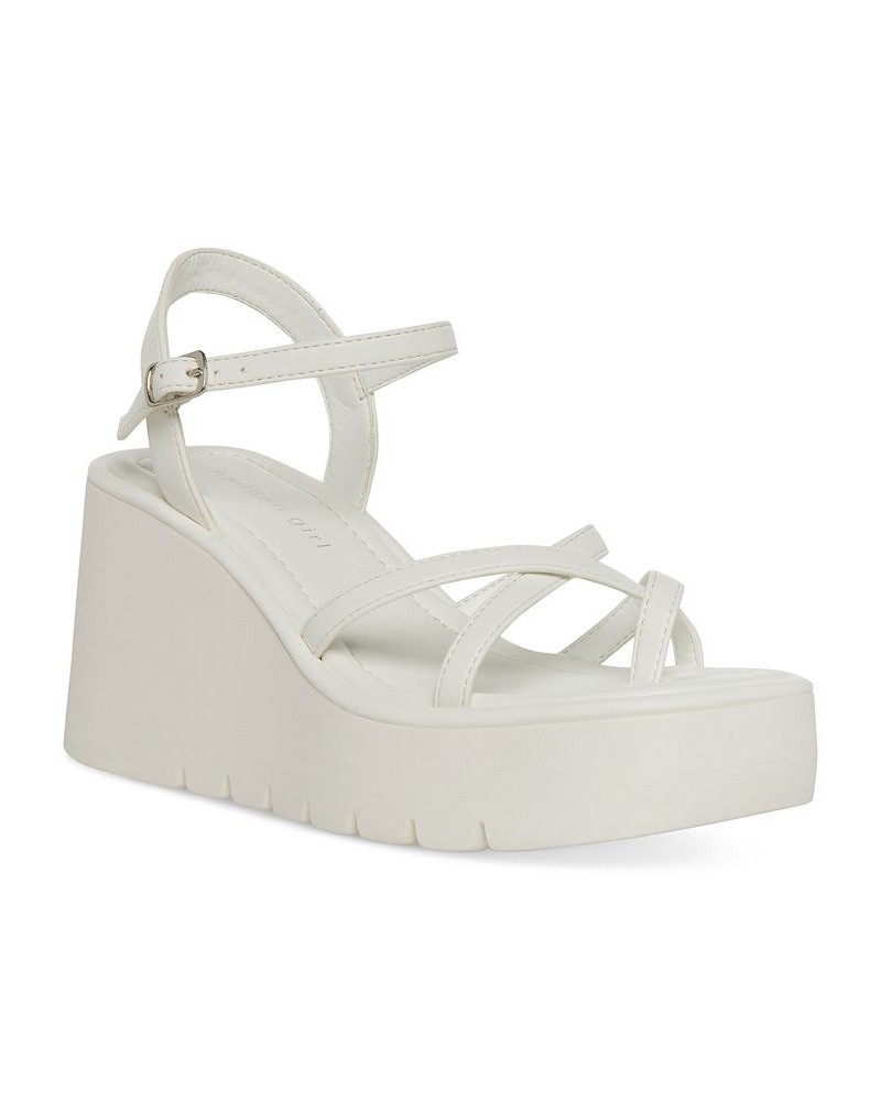 Vault Strappy Platform Wedge Sandals White $27.73 Shoes