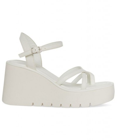 Vault Strappy Platform Wedge Sandals White $27.73 Shoes