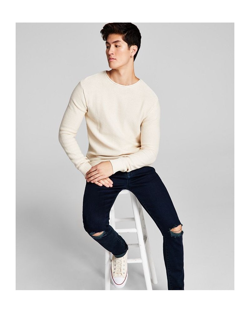 Men's Crewneck Solid Waffle Knit Sweater Tan/Beige $17.37 Sweaters