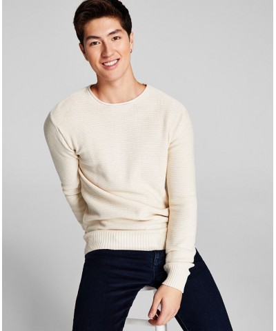 Men's Crewneck Solid Waffle Knit Sweater Tan/Beige $17.37 Sweaters